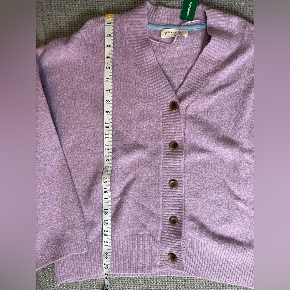 Free People Cool Of The Night Cardigan Lilac Spell Melange M NWT Oversized - Picture 10 of 14
